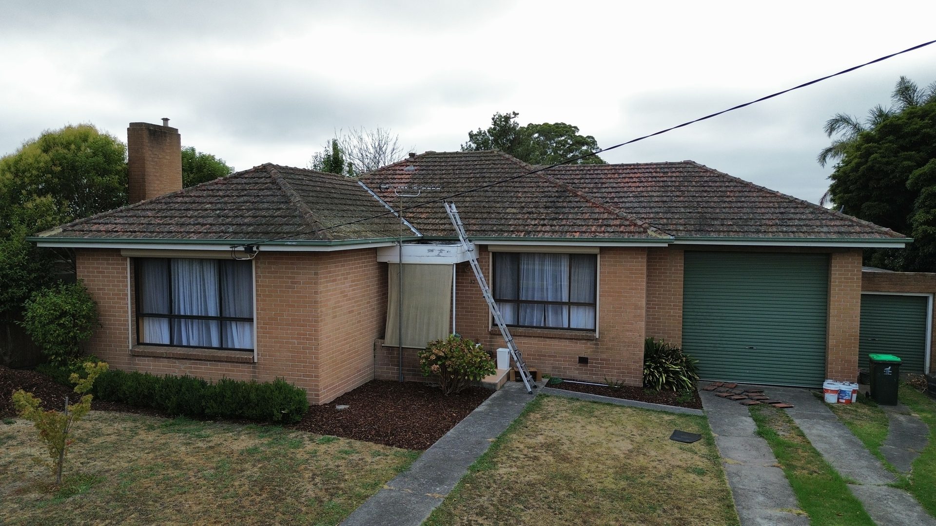 Tile roof before restoration